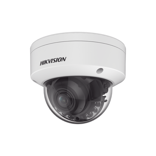 [Dual Light + ColorVu] Domo IP 4 Megapixel / Lente 3.6 - 9 mm / 40 mts IR + 40 mts Luz Blanca / WDR 130 dB / Exterior IP67 / IK10 / Captura Facial / Videoanaliticos (Filtro de Falsas Alarmas) / MicroSD