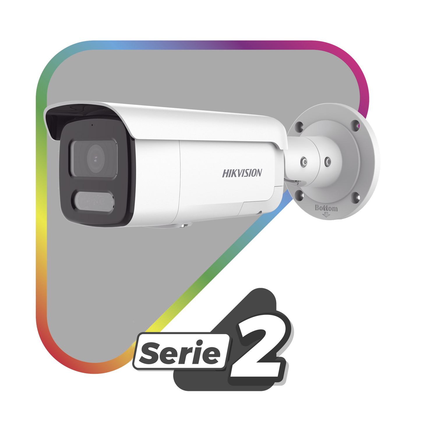 [Dual Light + ColorVu] Bala IP 4 Megapixel / Lente 4 mm / 60 mts IR + 60 mts Luz Blanca / Exterior IP67 / Luz Intermitente y Alerta de Audio / Videoanaliticos (Filtro de Falsas Alarmas) / PoE / WDR 130 dB / Captura Facial  /  ACUSEARCH