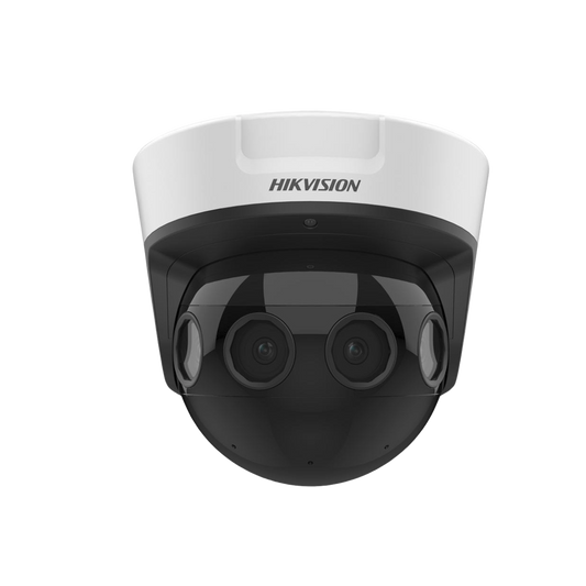 PanoVu Series / Vista Panorámica 180° / 16 Megapixel en Total / 4 Lentes 2.8 mm (4 Lentes 4 Megapixel) / 20 mts IR / Exterior IP67 / IK10 / 12 Vcc / PoE+ / Micro SD