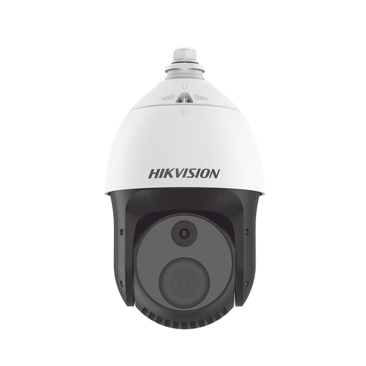 PTZ IP Dual / Lente Térmico 25 mm (384 X 288) / Lente óptico 32X (2 Megapixel) / 100 mts IR / Termografia / WDR 120 dB / Exterior IP66 / MicroSD