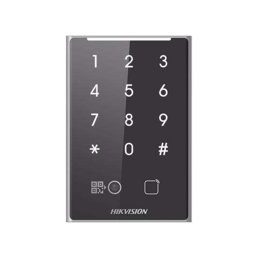 Lector de Tarjetas PROX EM y de Códigos QR / Teclado para Contraseña / Compatible con Controladores DSK2600 Series Hikvision / Comunicación RS485 y WIEGAND