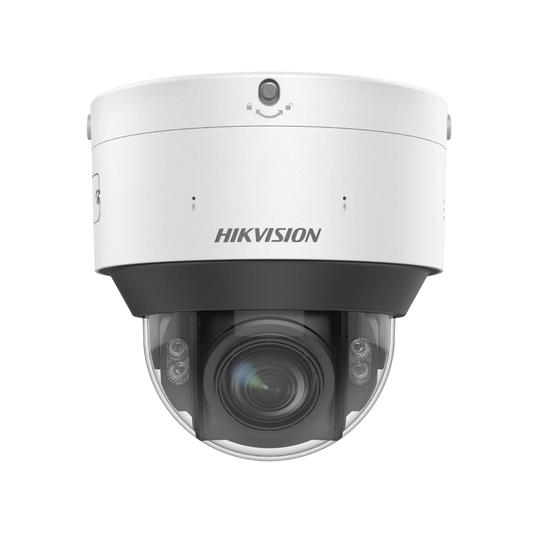 Domo IP 4 Megapixel / Lente Mot. 2.8 - 12 mm / Dual Light (30 mts IR + 30 mts Luz Blanca) / IK10 / IP67 / Reconocimiento Facial / WDR 140 dB / DeepinView / Búsqueda por Atributos / Heat Map / ACUSENSE / DARKFIGHTER S / Audio de Dos Vías