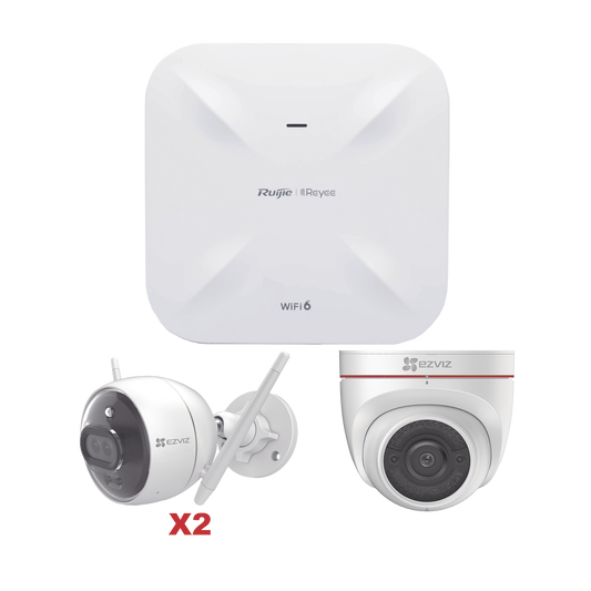 Kit de Cámaras Wi-Fi EZVIZ con Access Point Ruijie / Incluye 2 Piezas C3X / 1 Pieza C4W / 1 Access Poin RG-RAP6260(G)